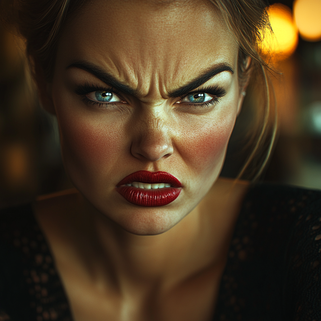 An angry woman frowning | Source: Midjourney